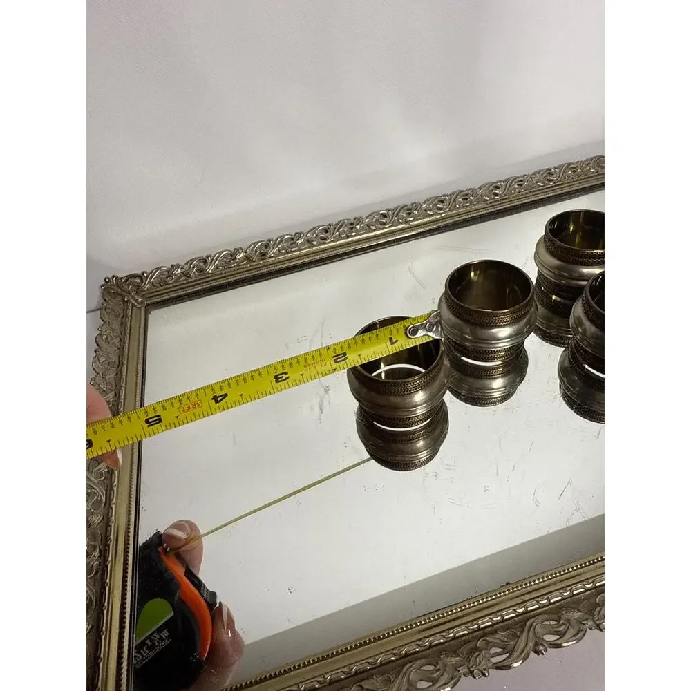 Vintage Indian Metal napkin rings set of four , gold and silver